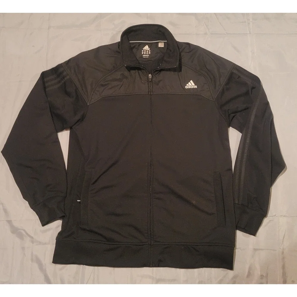 Adidas Men's XL‎ Full Zip  Windbreaker Jacket Black RN#88387 EUC